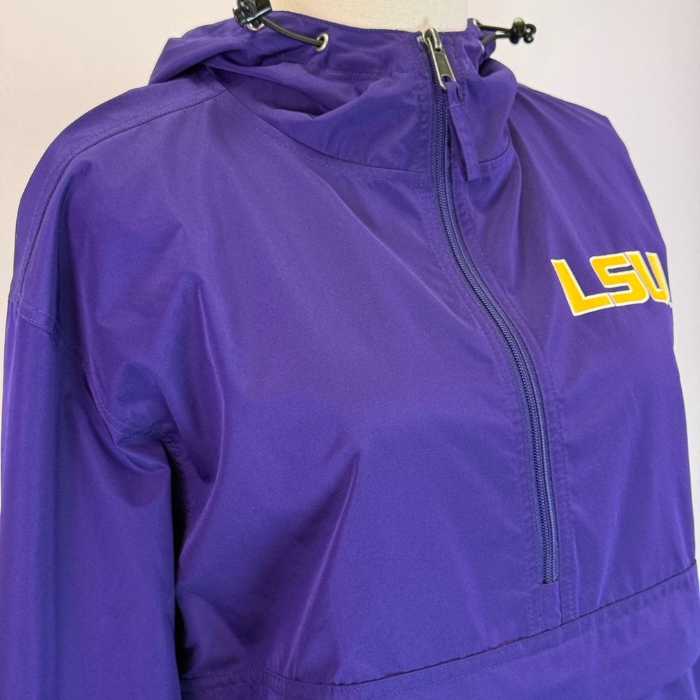 Champion LSU Windbreaker Men's Purple Hooded Half Zip Jacket Size S - Picture 3 of 7
